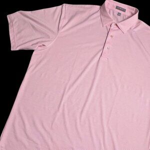 Peter Millar Summer Comfort Pink Stripe Performance Golf Polo‎ Shirt Mens XL